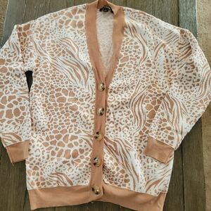Ann Taylor Animal Print Cardigan S